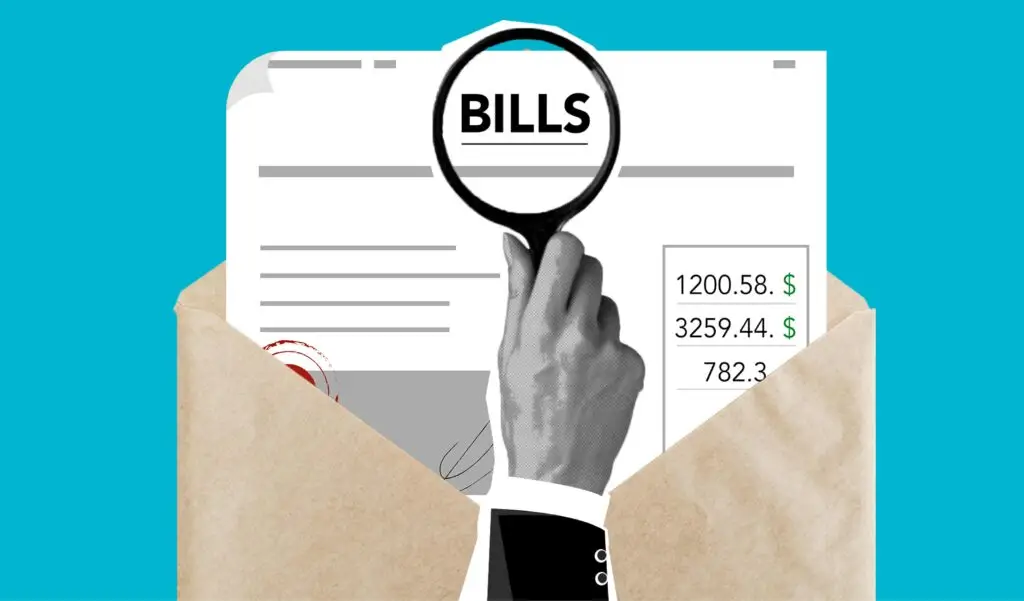 Illustration of invoice auditing and bill analysis for telecom expense management services.